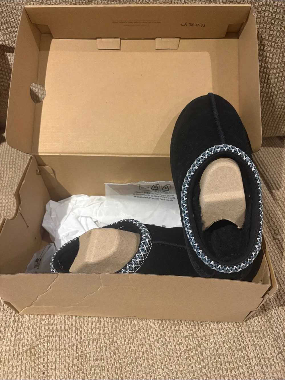 UGG Black Slip-On Cozy Booties with Braided Trim